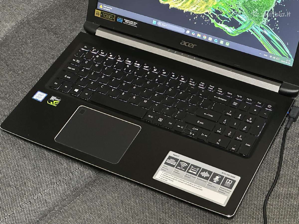 Parduodu Acer Aspire 7 su I5, 12gb, Gtx 1050 4gb - nuotraukos Nr. 3