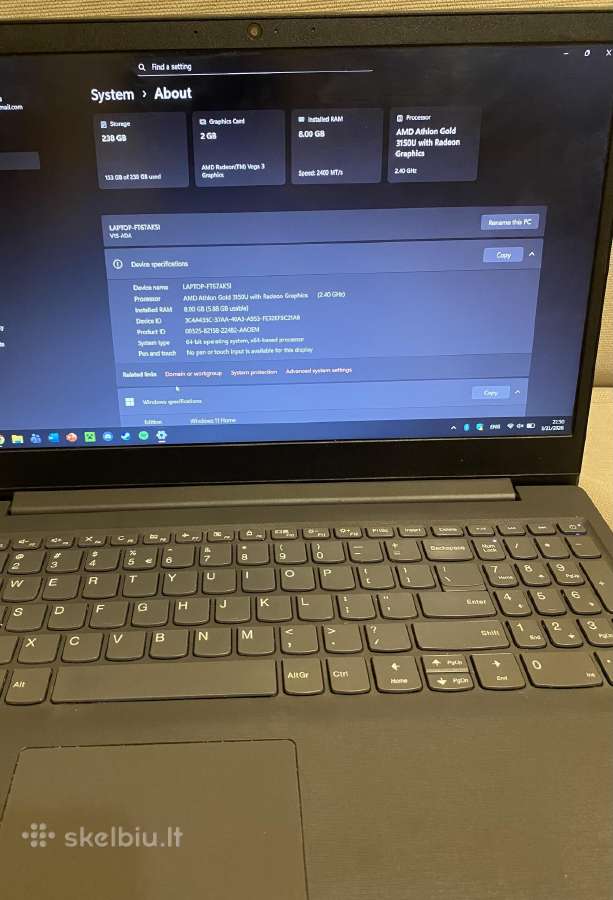 Lenovo V15 Ada nešiojamas kompiuteris - nuotraukos Nr. 2