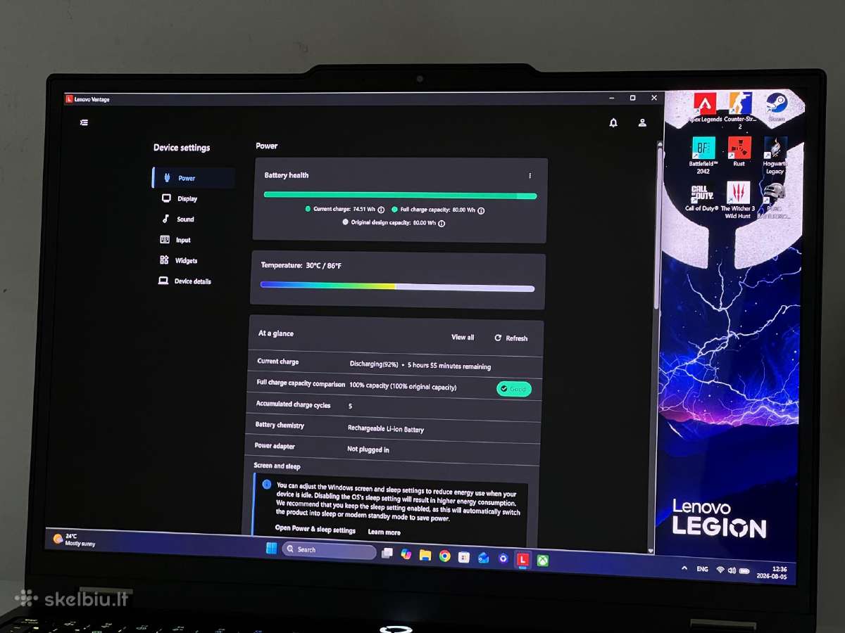 Parduodamas Legion 5 Oled su Rtx 5060, I7-13hx. - nuotraukos Nr. 10