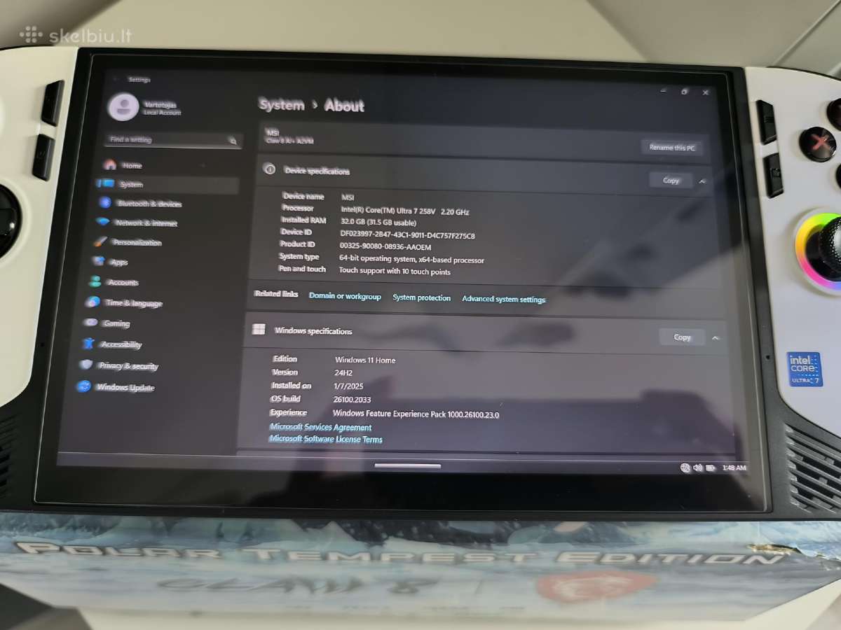 Msi Claw A8 Ai+ A2vm 32gb 2tb - nuotraukos Nr. 7