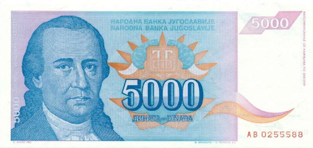 Yugoslavia 5000 dinara 1994. Unc. P - nuotraukos Nr. 2