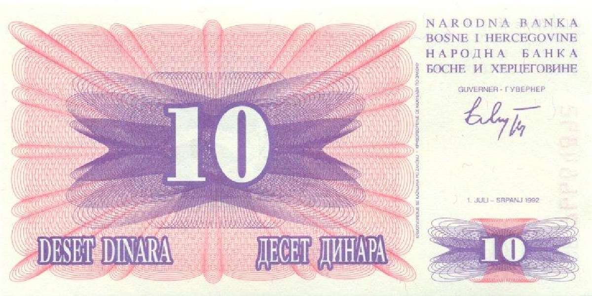 Bosnia and Herzegovina 10 dinara 1992. Unc. P - nuotraukos Nr. 2