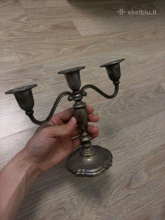 Vintažinė 3 žvakių metalinė žvakidė - nuotraukos Nr. 8