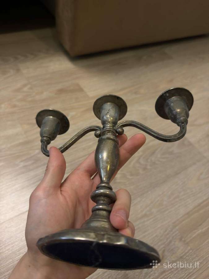 Vintažinė 3 žvakių metalinė žvakidė - nuotraukos Nr. 6
