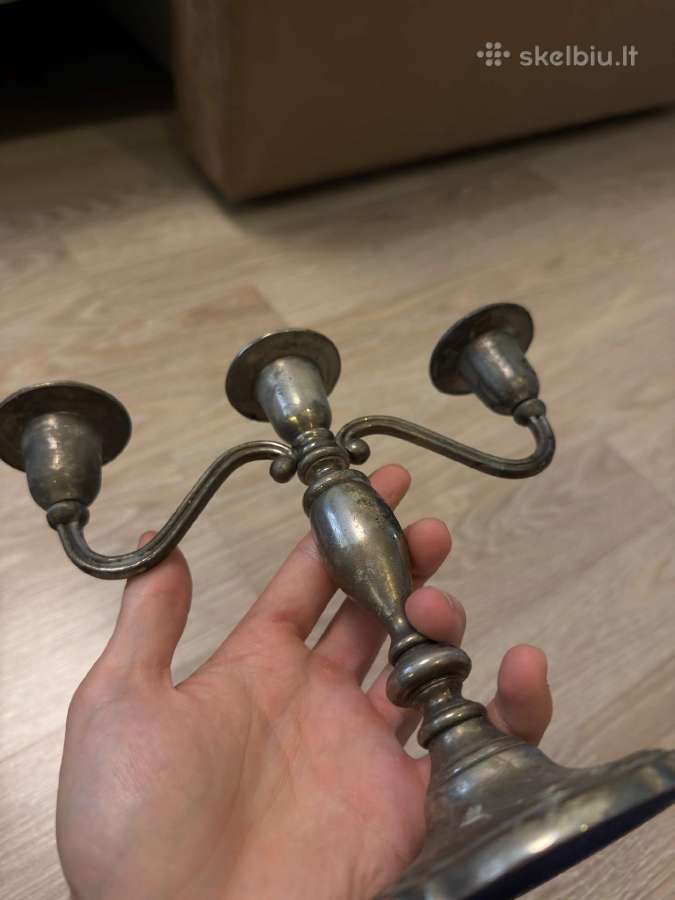 Vintažinė 3 žvakių metalinė žvakidė - nuotraukos Nr. 7