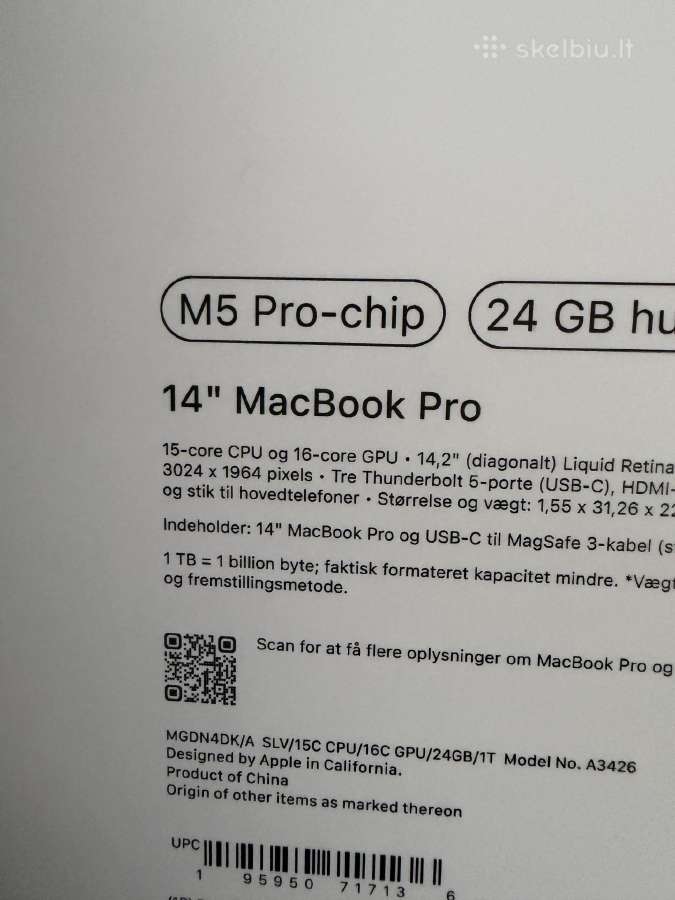 Naujas! Apple MacBook Pro 14 M5 Pro 24gb/1tb - nuotraukos Nr. 2