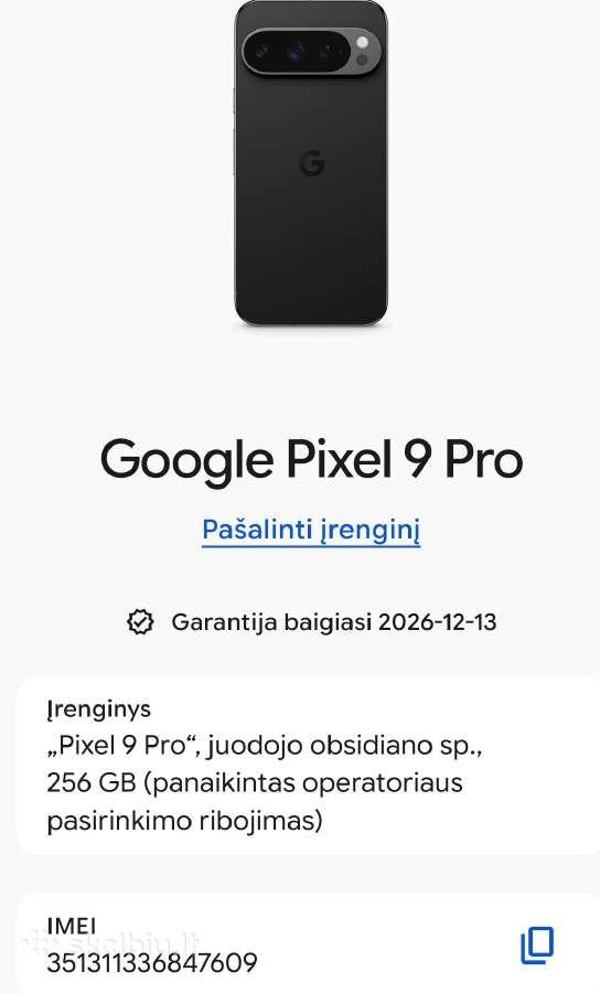Google Pixel 9 Pro 256gb(obsidian) - nuotraukos Nr. 13