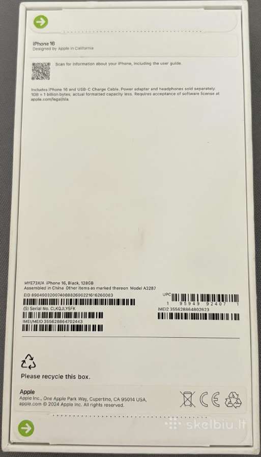iPhone 16 Black 128gb - nuotraukos Nr. 2