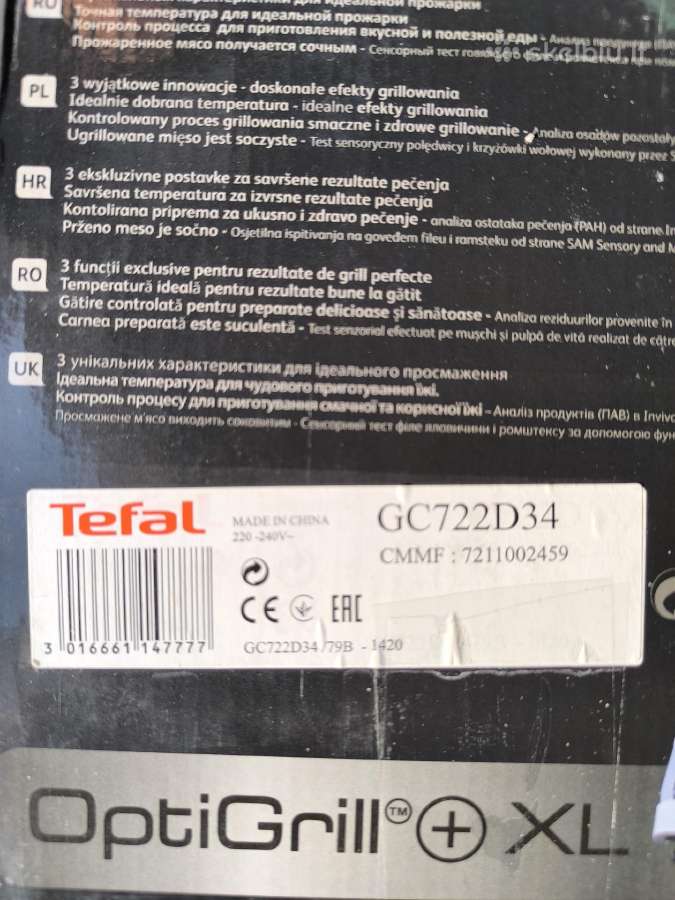 Tefal Optigrill+ XL Gc722d34 kontaktinis grilis. - nuotraukos Nr. 4