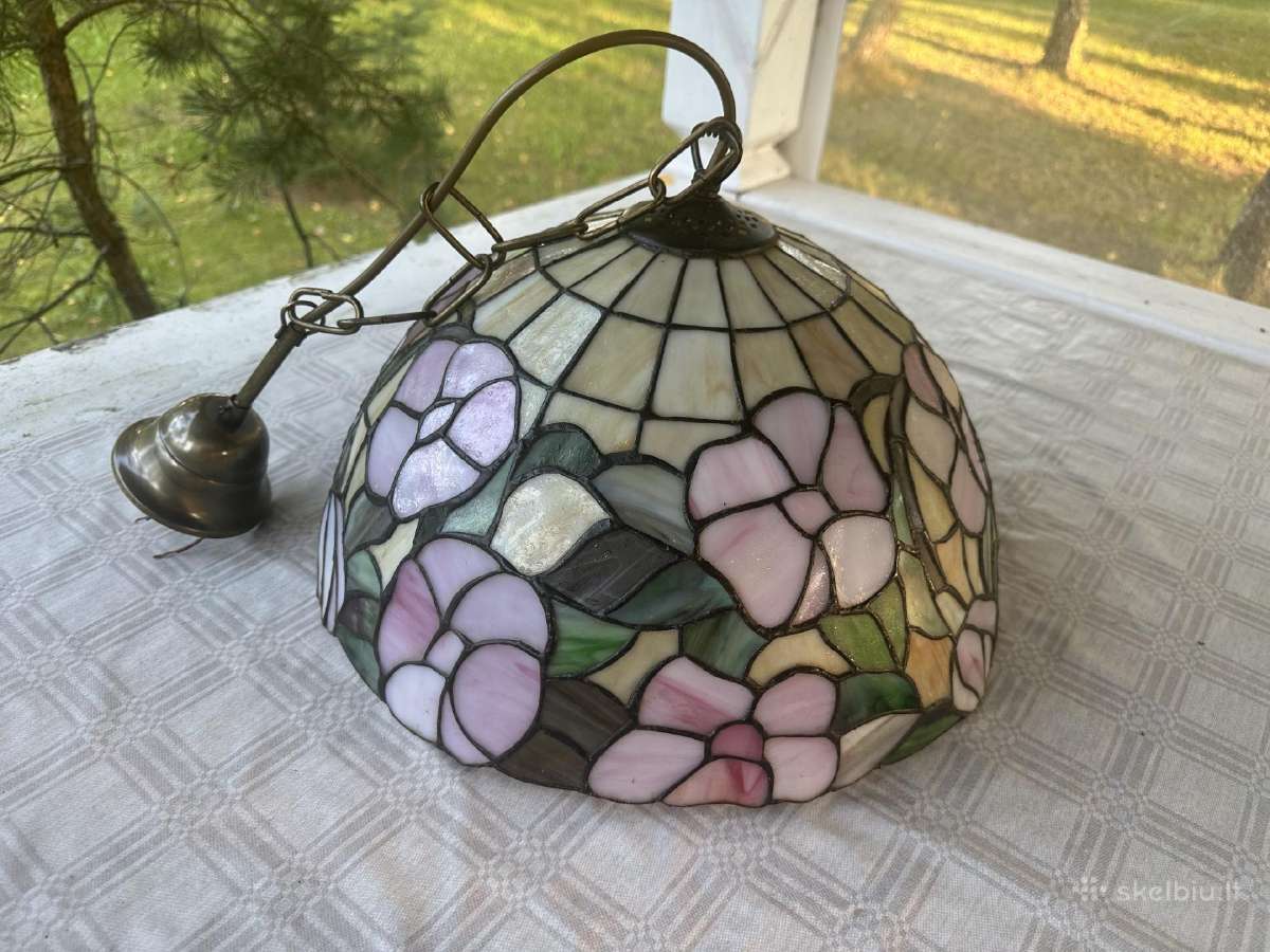 Tiffany stiliaus vitražinis pakabinamas šviestuvas - nuotraukos Nr. 2
