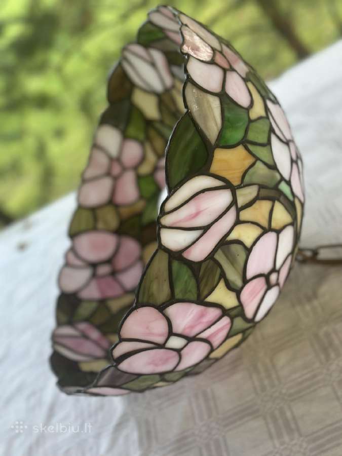 Tiffany stiliaus vitražinis pakabinamas šviestuvas - nuotraukos Nr. 3