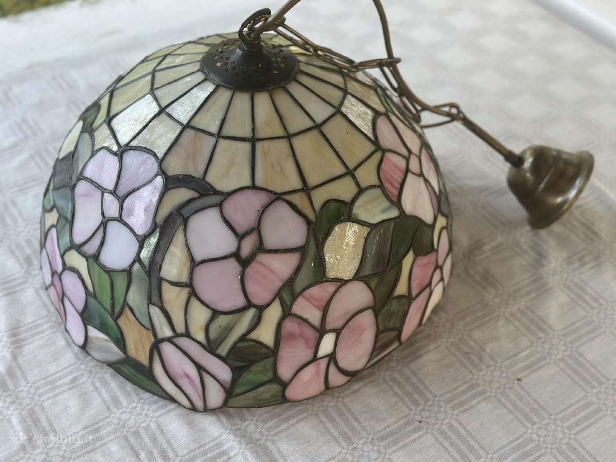 Tiffany stiliaus vitražinis pakabinamas šviestuvas - nuotraukos Nr. 8