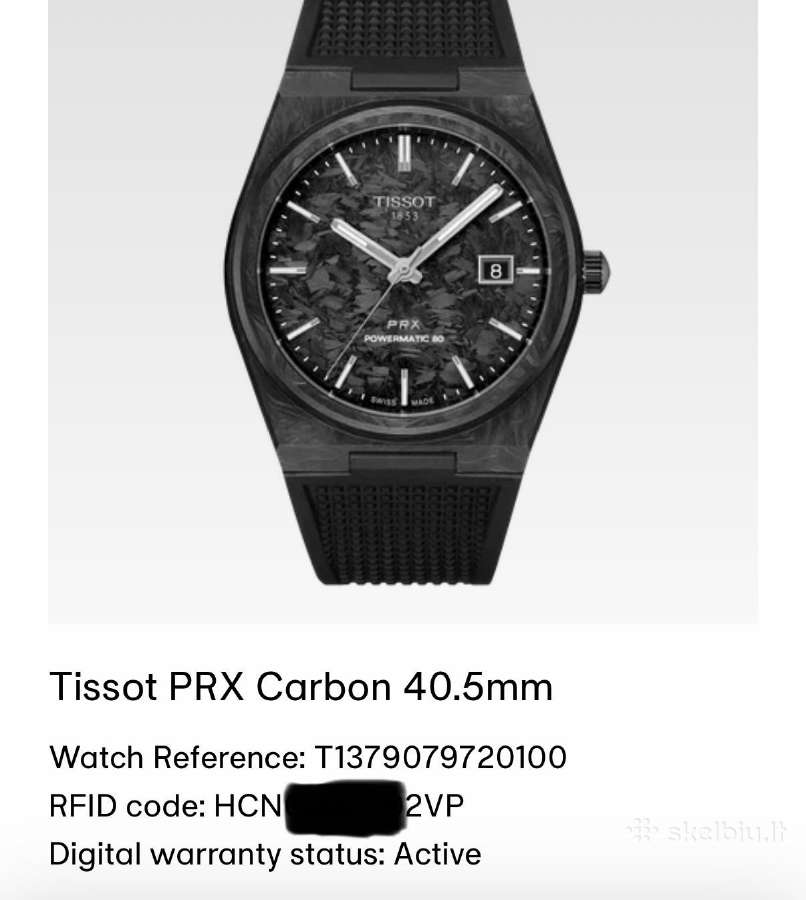 Tissot Prx Powermatic 80 Carbon 40.5mm - nuotraukos Nr. 13