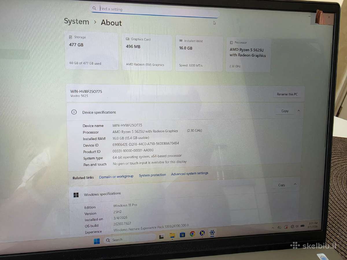 Dell vostro 5625 p117f - 512gb-16ram - nuotraukos Nr. 3
