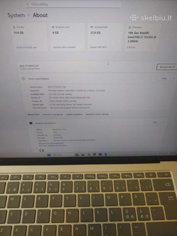 Studio i7-11370h/32/1tb/rtx - nuotraukos Nr. 5