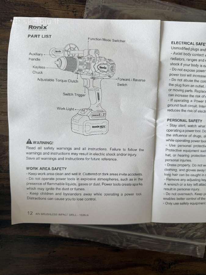 Belaidis smūginis grąžtas suktukas gręžtuvas - nuotraukos Nr. 11