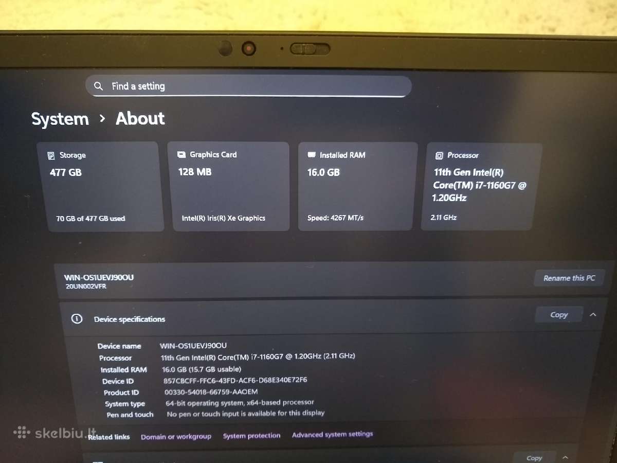 X1 Nano i7-1160/16/500/2k - nuotraukos Nr. 3