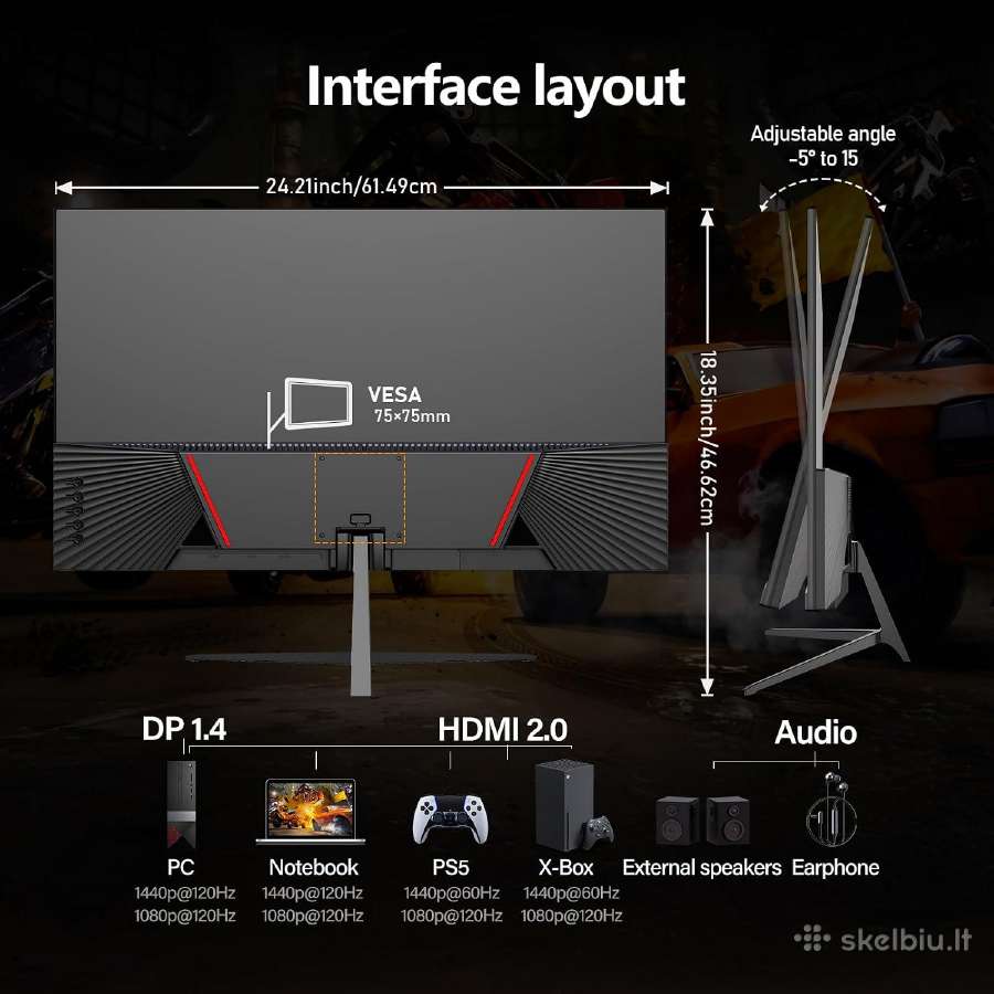 Gawfolk 27" Qhd 260hz Ips 1 m/s Nvidia G-sync - nuotraukos Nr. 2