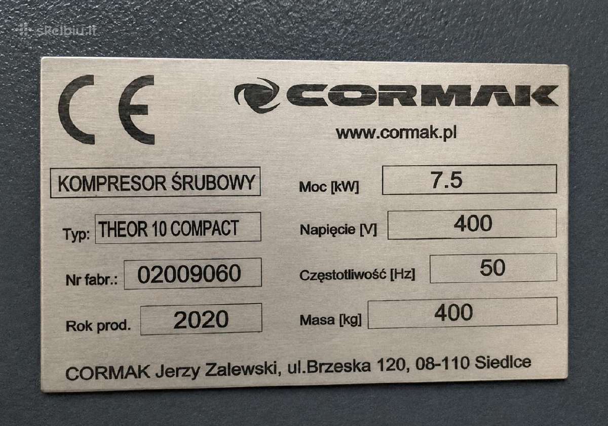 Sraigtinis kompresorius Cormak Theor 10 Compact - nuotraukos Nr. 4
