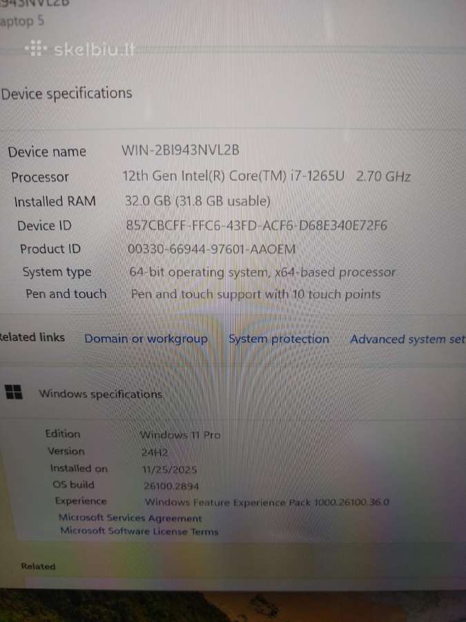 Laptop 5,15"/i7-1265u/32/1tb - nuotraukos Nr. 7