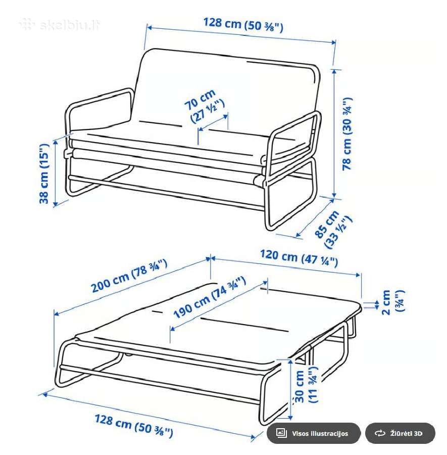 Ikea Hammarn sofa-lova - nuotraukos Nr. 4