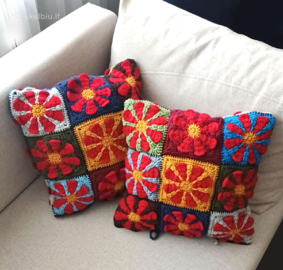 Rankų darbo dekoratyvinės pagalvėlės 40x40cm, 2vnt - nuotraukos Nr. 8