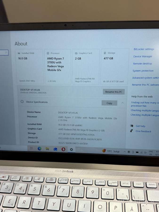 Asus Zenbook 14 Ryzen 7 16/512 GB - nuotraukos Nr. 9