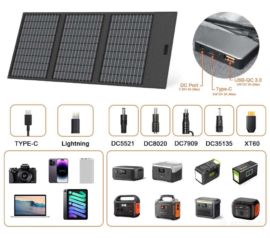 Nešiojama sulankstoma saulės baterija 45w su Usb-c - nuotraukos Nr. 4