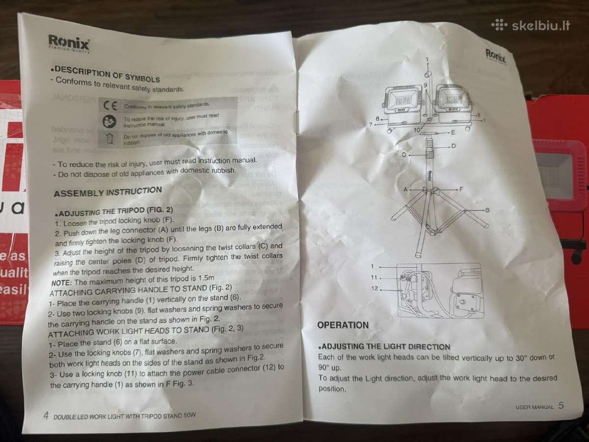 Statybinis prožektorius su stovu pastatomas 9000lm - nuotraukos Nr. 26