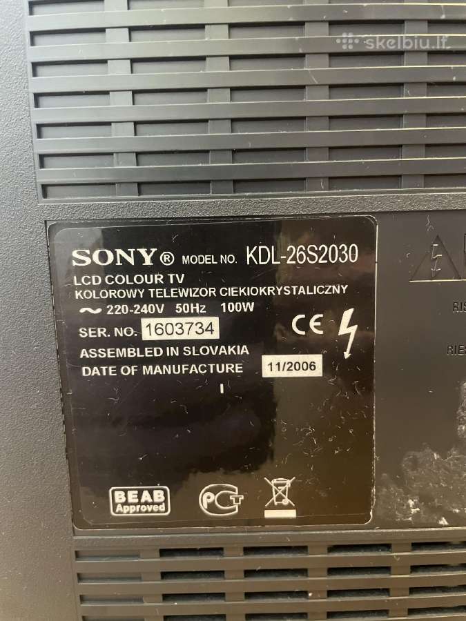 Televizorius Sony Kdl-26s2030 - nuotraukos Nr. 6