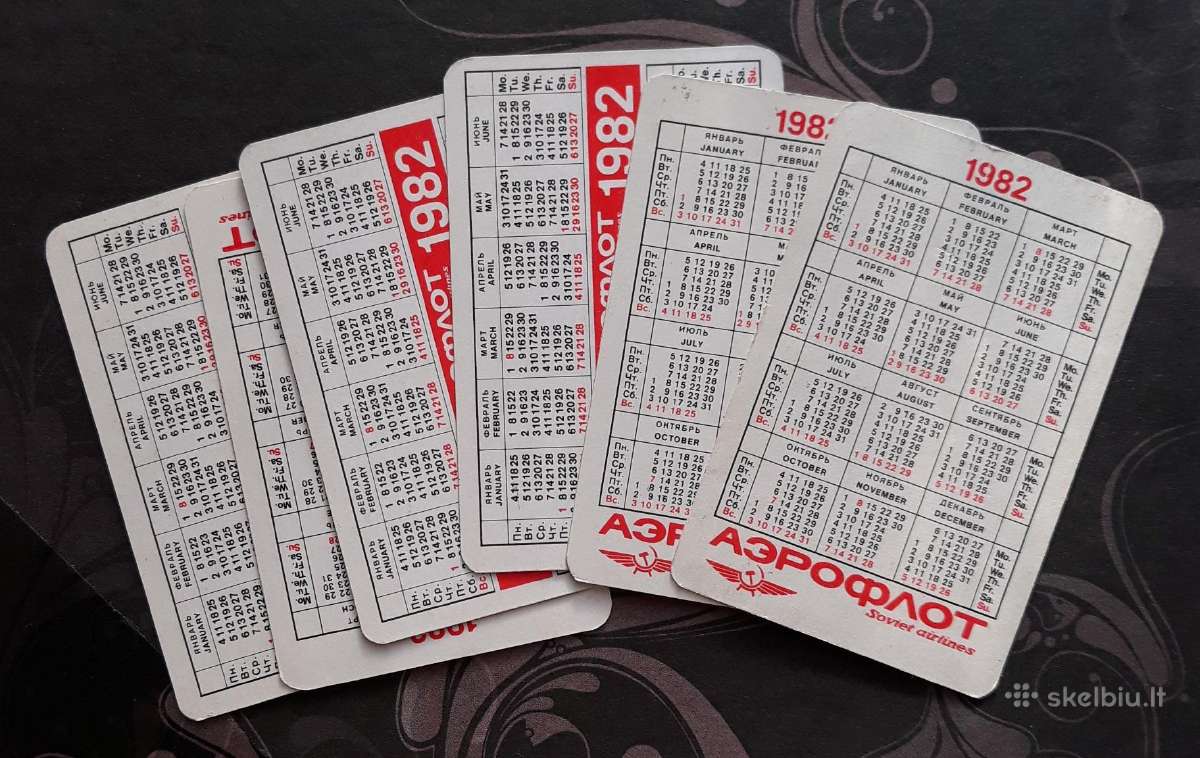 Kalendoriukas Aeroflot 1982 Rinkinys-6vnt - nuotraukos Nr. 2