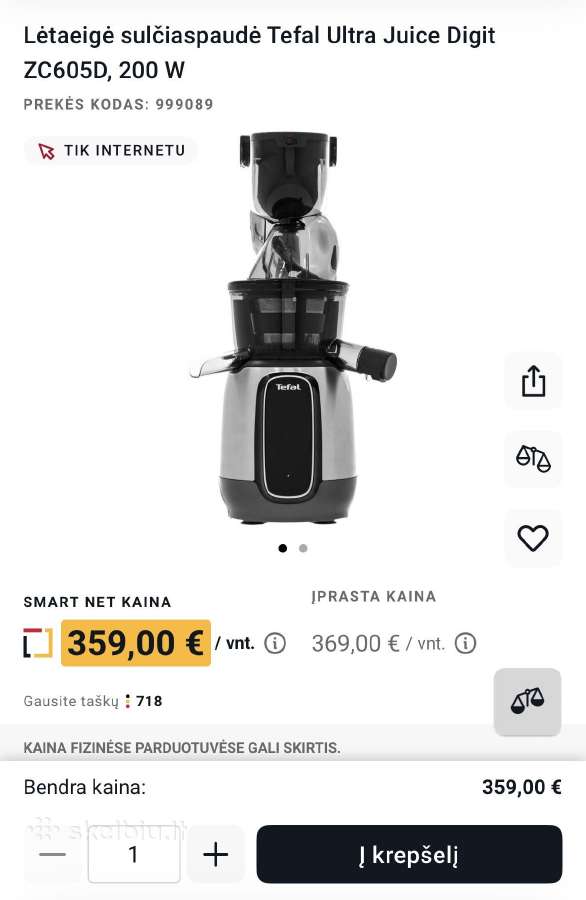 Tefal Ultra Juice Digit lėtaeigė sulčiaspaudė - nuotraukos Nr. 3