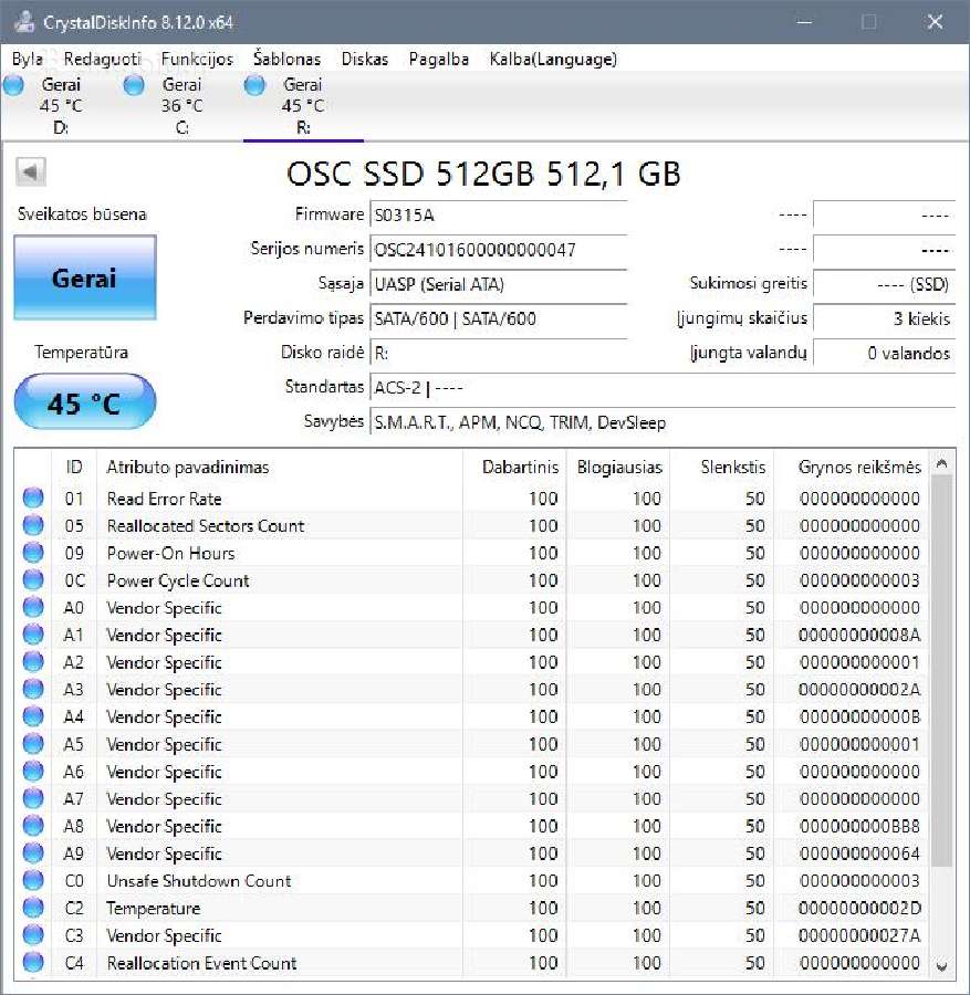 SSD 2.5" diskas Oscoo 512gb Mlc - nuotraukos Nr. 5