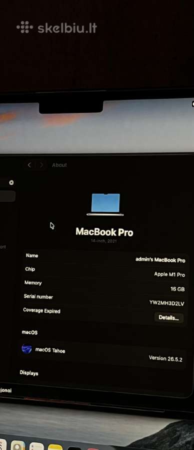 MacBook Pro 14 2021 – M1 Pro / 16gb / 512gb SSD - nuotraukos Nr. 11