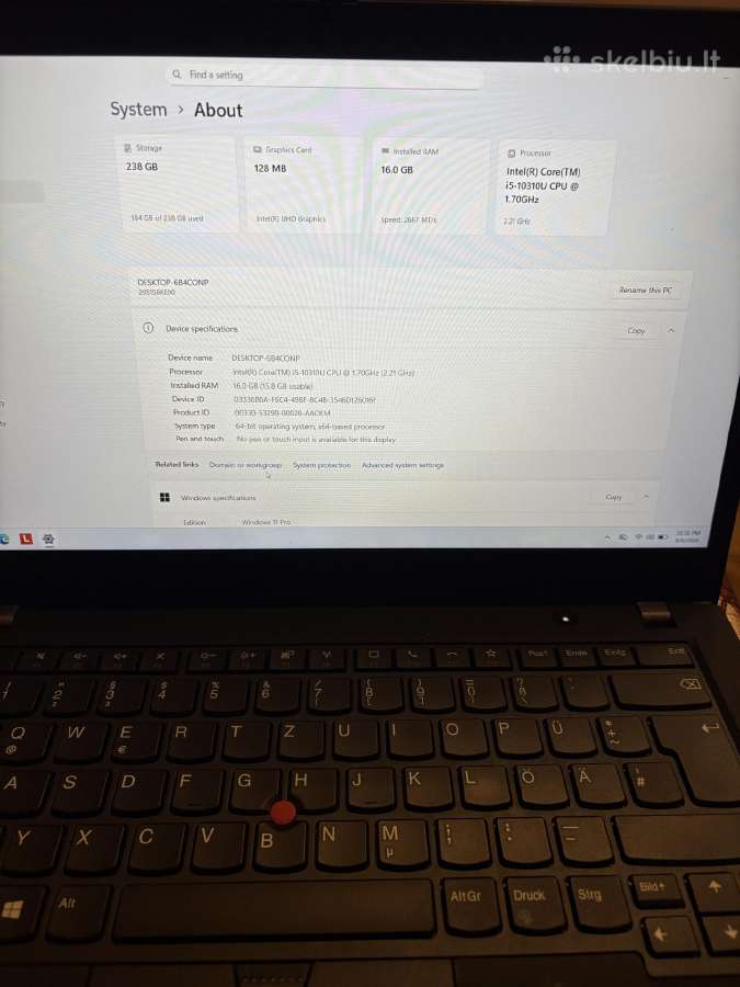 Lenovo thinkpad t14 gen1 - nuotraukos Nr. 8