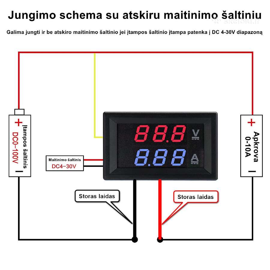 LED voltmetras ampermetras 100v/10a - nuotraukos Nr. 5