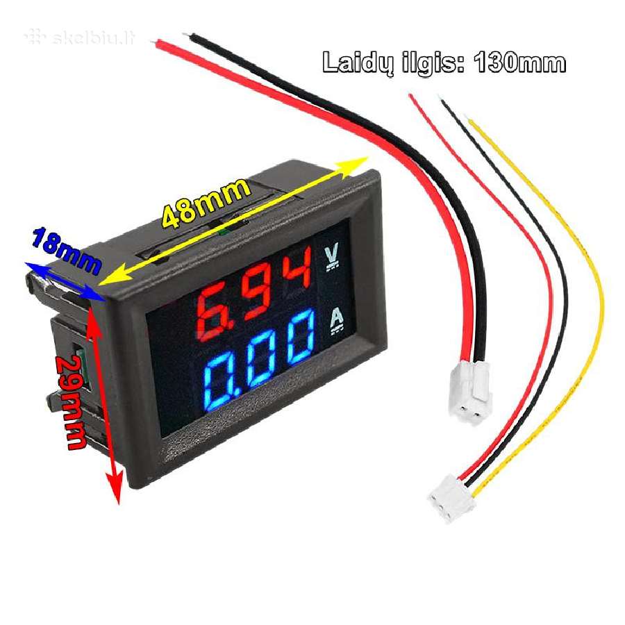 LED voltmetras ampermetras 100v/10a - nuotraukos Nr. 6