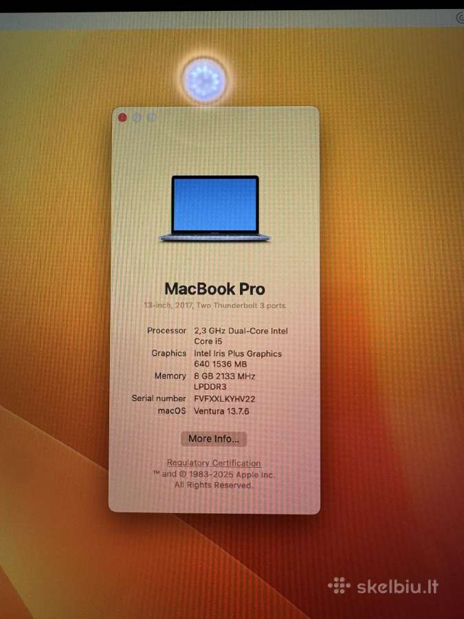 MacBook Pro 2017 13 inch - nuotraukos Nr. 6