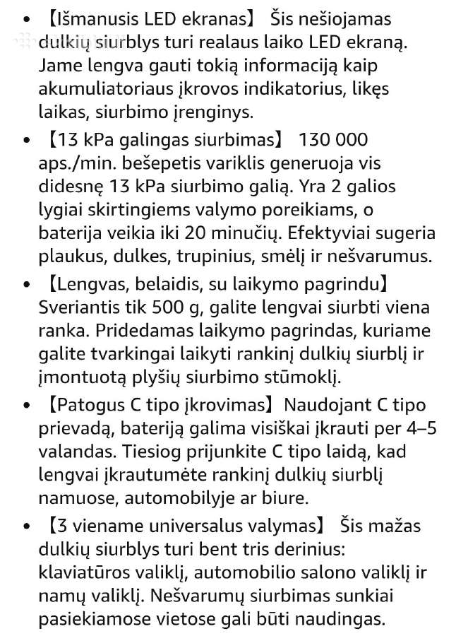 Rankinis belaidis dulkių siurblys Vicsonic H2 - nuotraukos Nr. 7