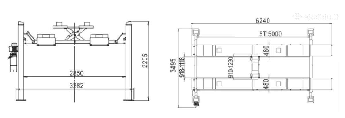 4 kolonų 5 t keltuvas 3D ratų geometrijai - nuotraukos Nr. 2