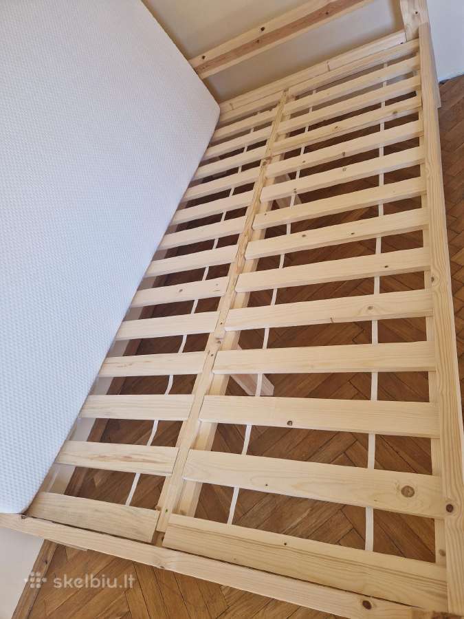 120 medinė lova su grotelėmis ir Ikea čiužiniu - nuotraukos Nr. 2
