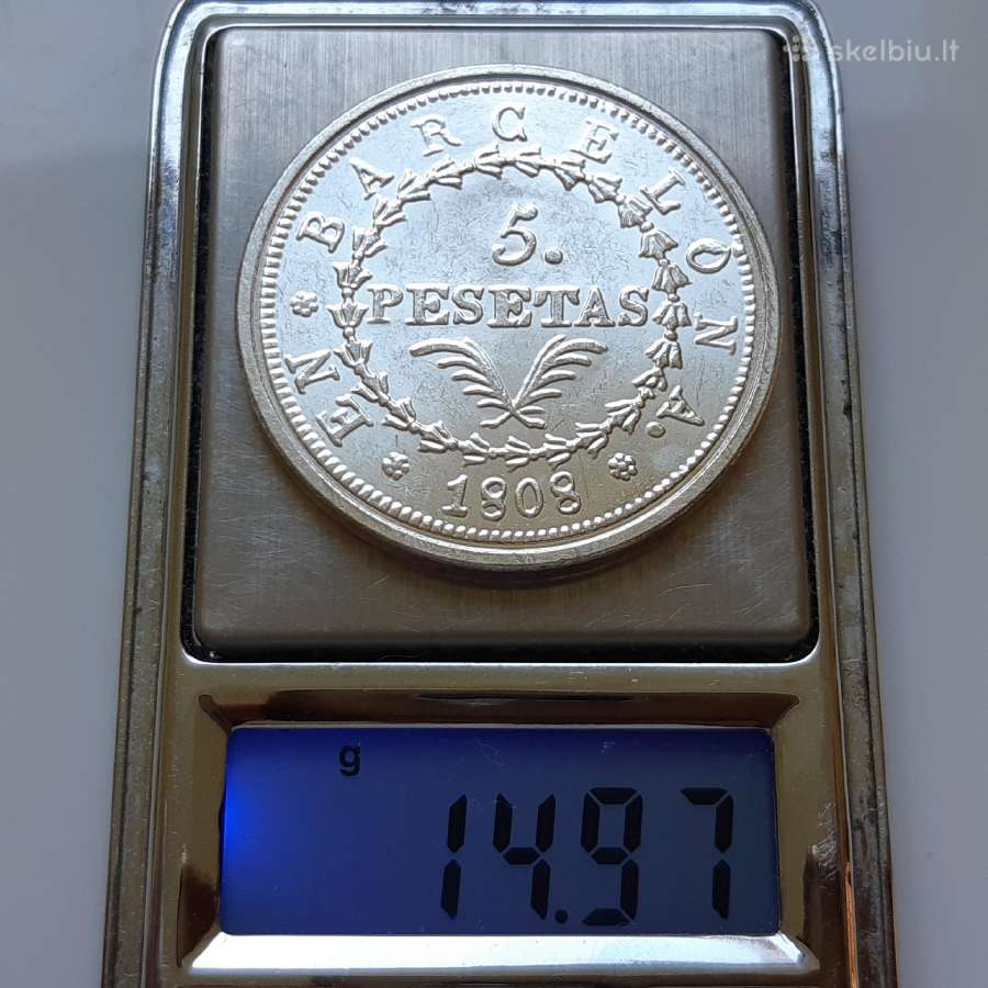 Ispanija Barselona 5 pesetos 1808 - nuotraukos Nr. 4