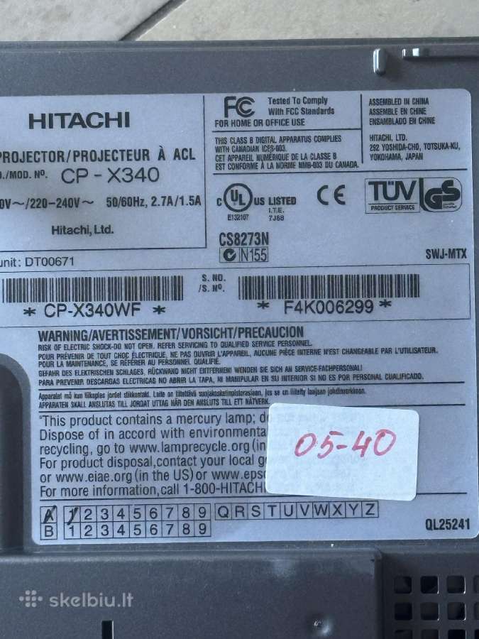 Hitachi multimedia projektorius Cp-x340 - nuotraukos Nr. 3
