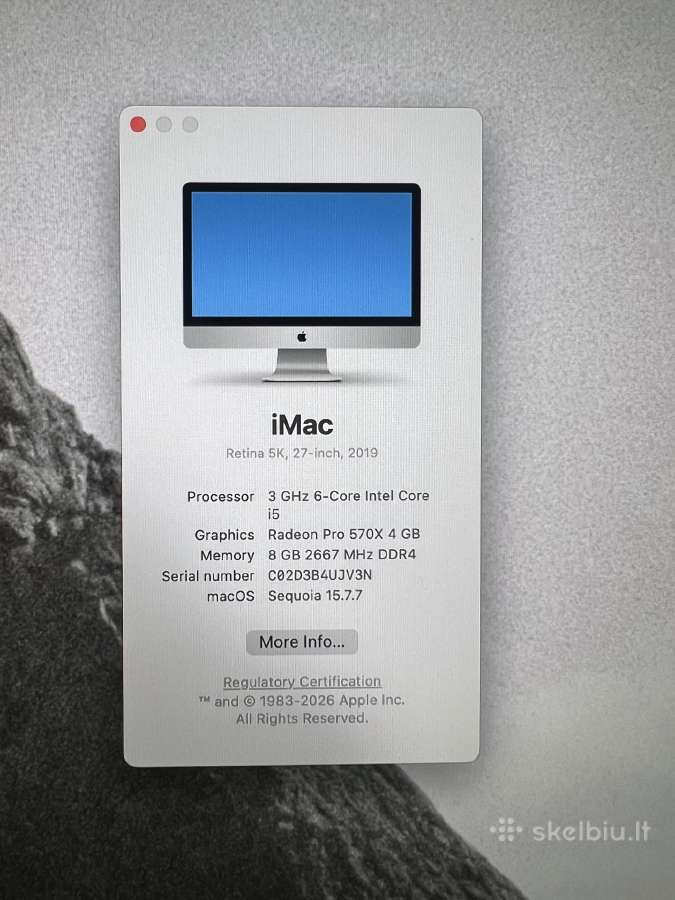 Parduodamas iMac 2019m. puikios būklės - nuotraukos Nr. 2