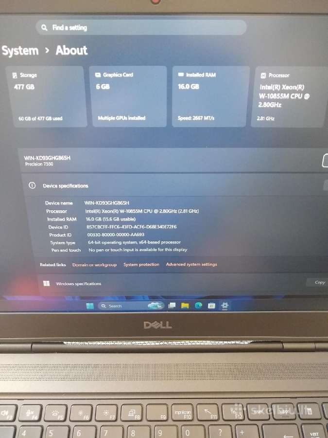 Precision 7550 i9-10885h/rtx a3000 - nuotraukos Nr. 3
