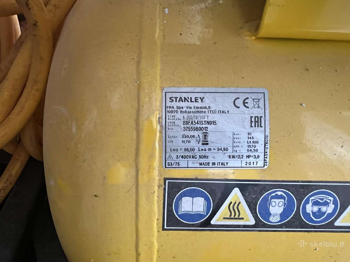 Stanley 100l 3hp 400v oro kompresorius - nuotraukos Nr. 2