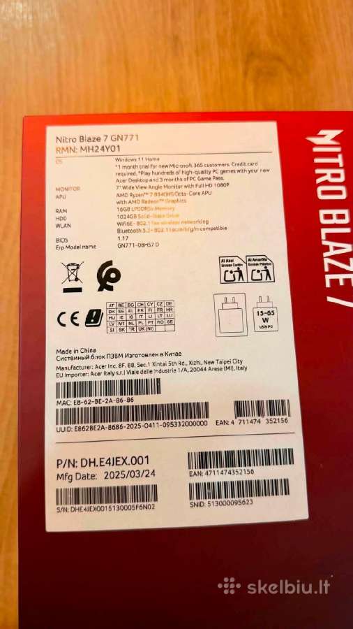 Parduodamas Acer Nitro Blaze 7 nešiojama konsolė - nuotraukos Nr. 9