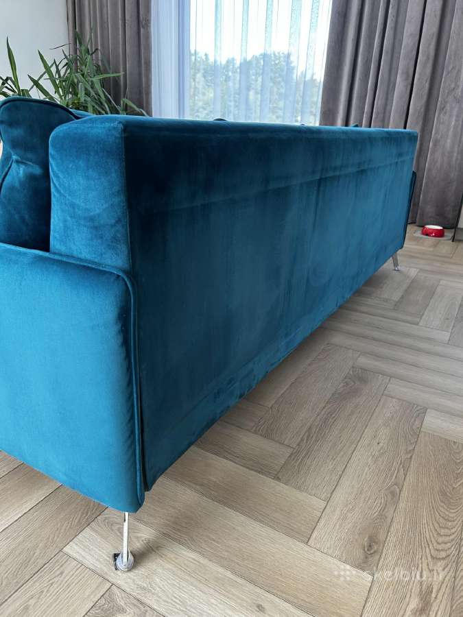Veliūrinė sofa su pufu - nuotraukos Nr. 7