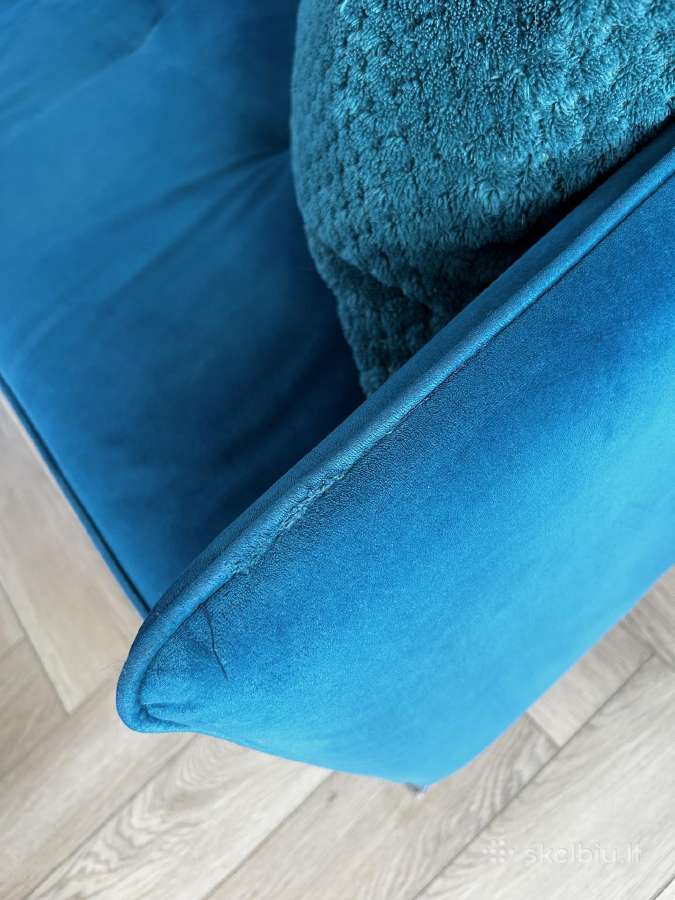 Veliūrinė sofa su pufu - nuotraukos Nr. 8