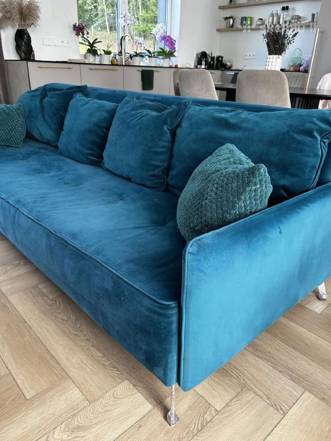 Veliūrinė sofa su pufu - nuotraukos Nr. 10
